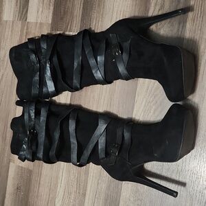 Kristen  Black Stiletto Heeled Boots Size 8.5